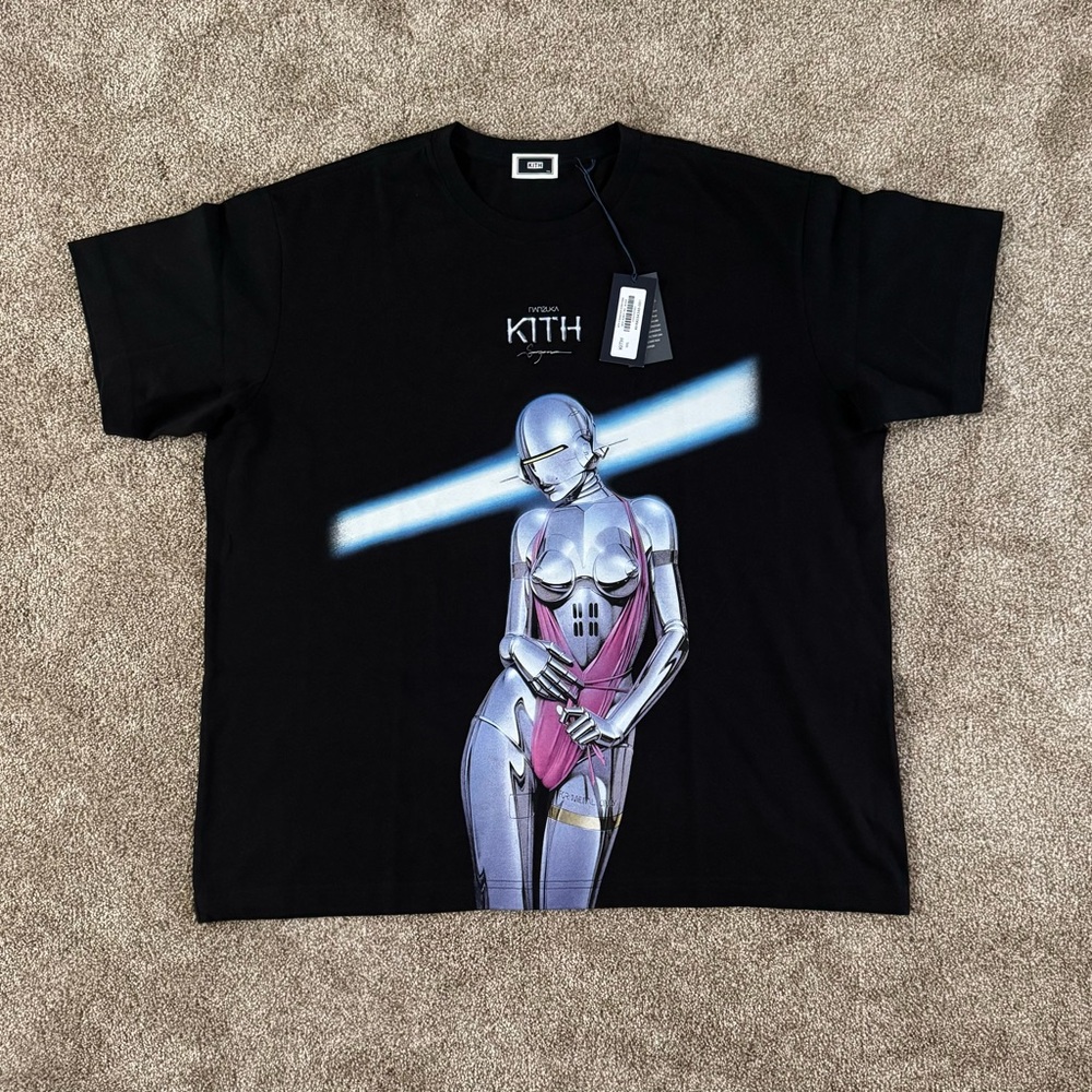 Kith Black Tee with Futuristic Robot Design